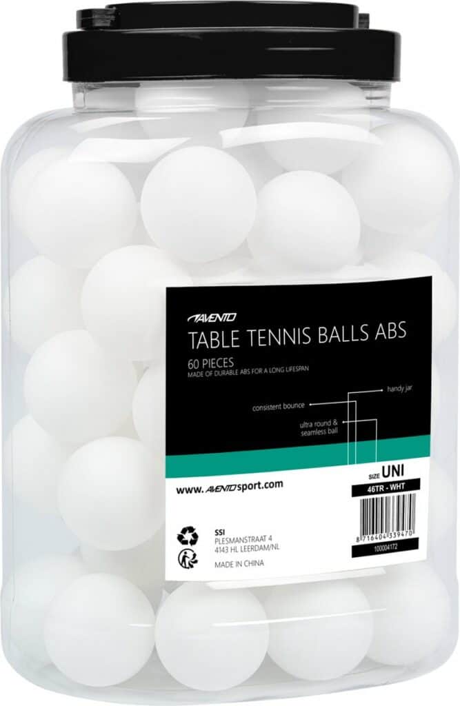 Avento Tafeltennisballen in pot - 60 stuks - ABS