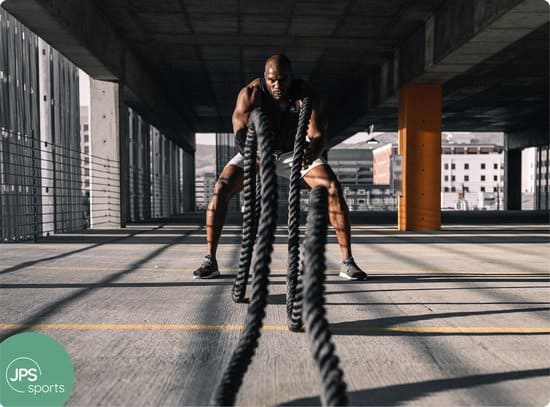 Goedkoop fitness touw: JPS Sports Battle Rope met Ankerband